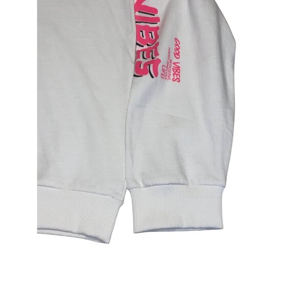 Good Vibes NYC Dragon Hoodie 2X White Pink Graphic Cotton Casual On Fire - Picture 10 of 13